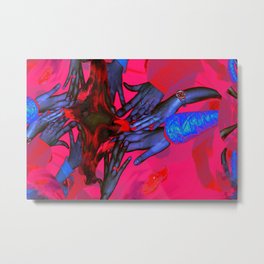 reaching Metal Print | Digital Manipulation, Red, Arms, Unity, Community, Vibrant, Bond, Bold, Strong, Hands 