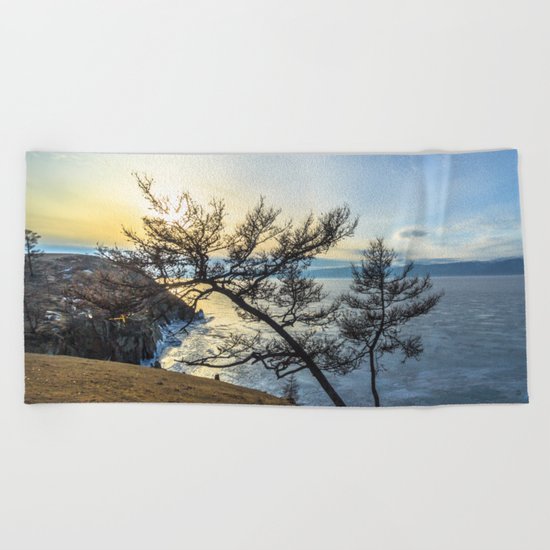 Harsh beauty of lake Baikal Beach Towel
