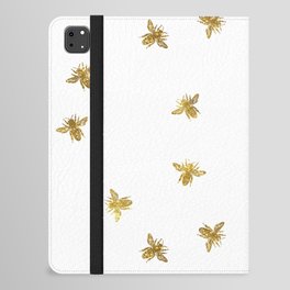 Gold Glitter Bees Pattern iPad Folio Case