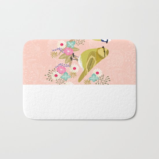 Love Birds valentines day birding illustration florals spring love by Andrea Lauren Bath Mat