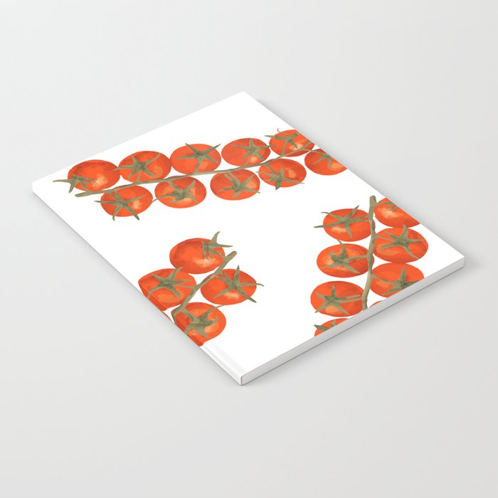 Red tomato branch watercolor pattern print Notebook