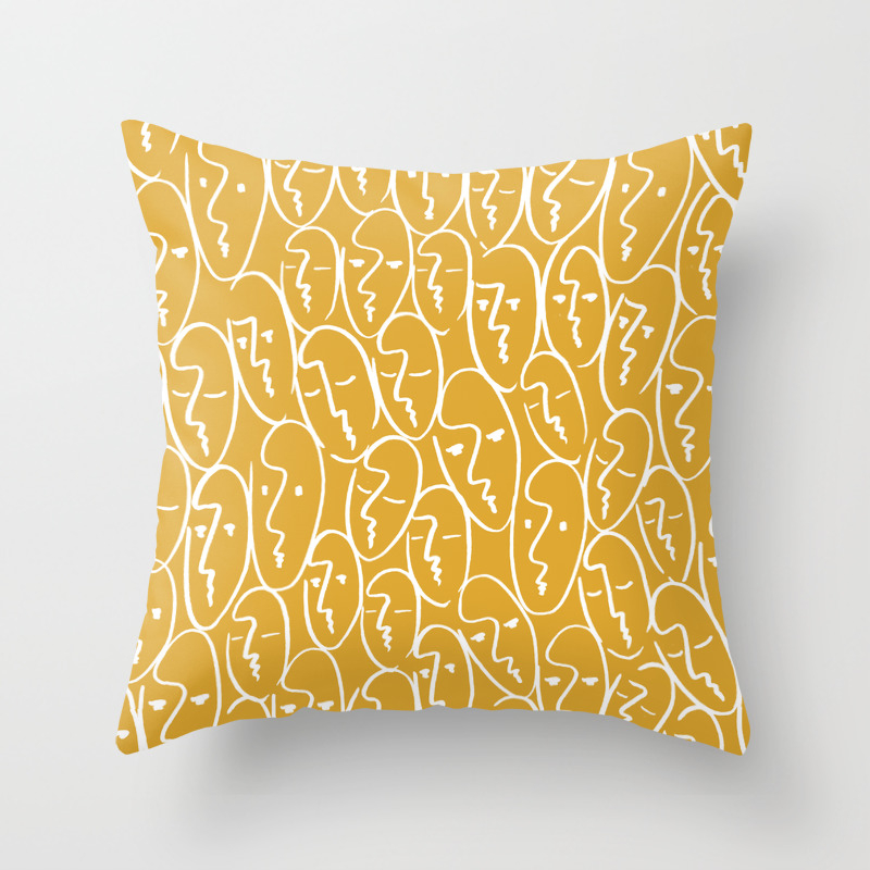 Faces Mustard Yellow Throw Pillow By Summer Sun Home Art Society6