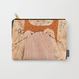 Knitting Because Murder Is Wrong Poster, Knitting Poster, Knitting Lover Gift Carry-All Pouch
