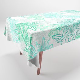 Turquoise and grey passionflower layered pattern Tablecloth