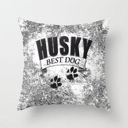 HUSKY BEST DOG Pfotenabdruck vintage Throw Pillow