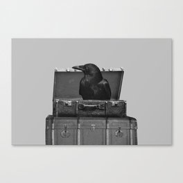 Black Raven - Old Suitcases black & white #society6  Canvas Print
