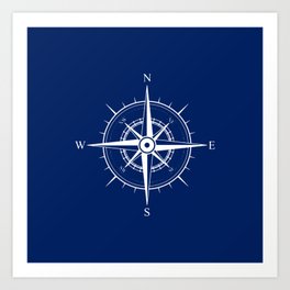 Navy Vintage Nautical Compass Art Print