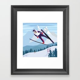 Skiing - Flying Framed Art Print