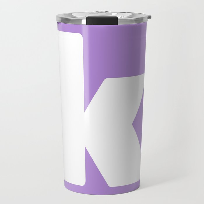k (White & Lavender Letter) Travel Mug