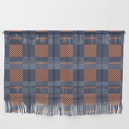 Trendy Blue & Orange Tartan Plaid Pattern Wall Hanging