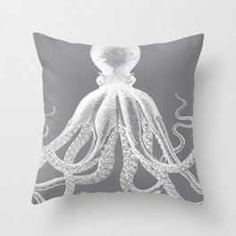 Octopus | Vintage Octopus | Tentacles | Grey and White | Throw Pillow
