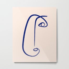 Minimalism Line Drawing Face - Minimal Line Portrait - Matisse Inspired Line Portrait Metal Print