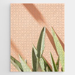 Plant Leaves on Pastel | Botanical Art Print in Cascais, Portugal | Travel Photography in Europe Jigsaw Puzzle