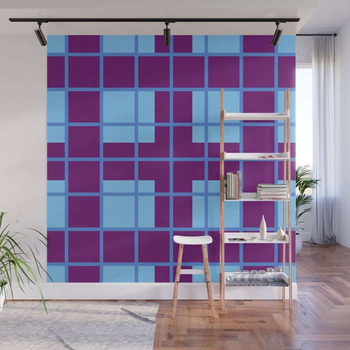 Blue and purple tartan Wall Mural