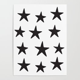 Star Pattern Black On White Poster