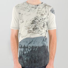 Maroon Bells Mountains in Black and White All Over Graphic Tee