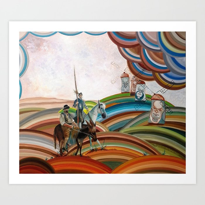 Don Quixote and the Windmills Art Print