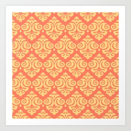 Victorian Gothic Pattern 546 Orange and Yellow Art Print