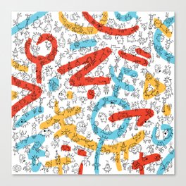 Creatures Red Blue Yellow Canvas Print