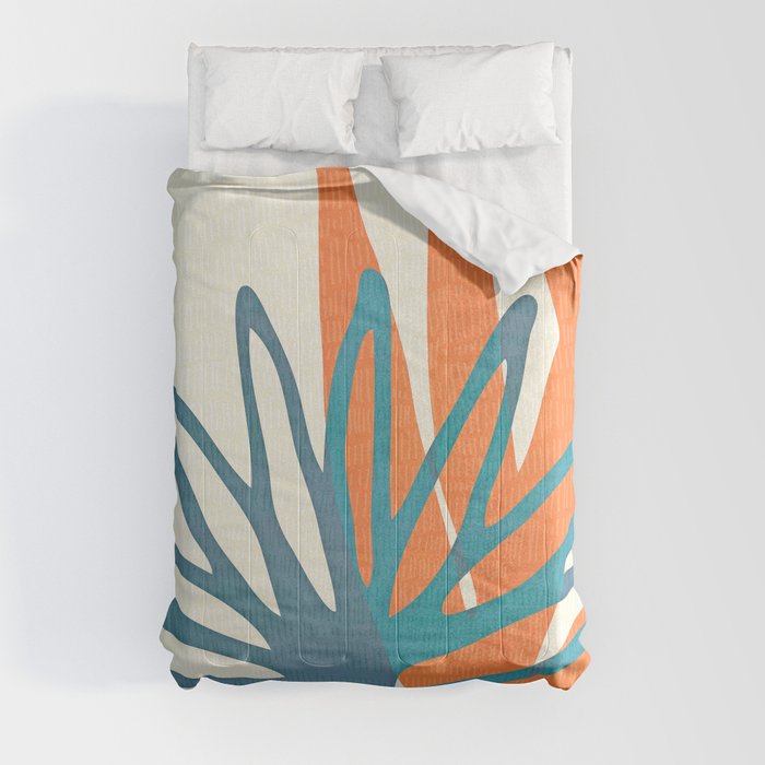 Mid Century Nature Print / Teal and Orange Comforter