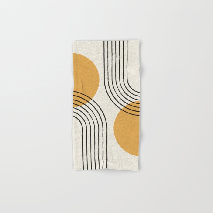 Sun Arch Double - Gold Hand & Bath Towel | Graphic-design, Mid-century-modern, Midcentury, Mid-century, Contemporary, Modern-classic, Elegant, Abstract, Line, Sun