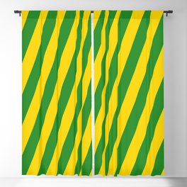 [ Thumbnail: Yellow & Forest Green Colored Stripes/Lines Pattern Blackout Curtain ]
