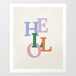 Hello Colorful Welcome Lettering | Pastel Typography Quote Art Print