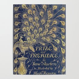 Pride and Prejudice by Jane Austen Vintage Peacock Book Cover Poster
