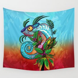 Rainbow Chameleon Wall Tapestry