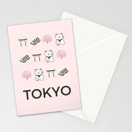 Tokyo Retro Art Vacations Boho Decor Modern Decor Light Pink Illustration Stationery Card