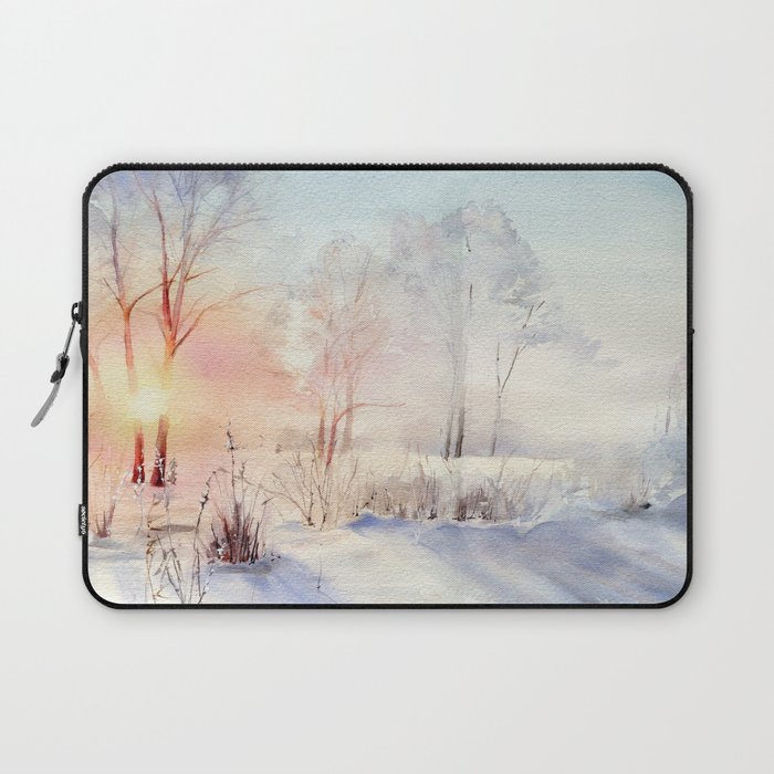 Ethereal Snowy Christmas Morning Sunrise  Laptop Sleeve