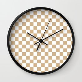 White and Tan Brown Checkerboard Wall Clock