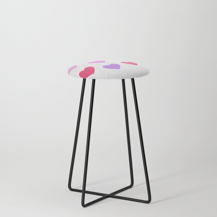 Cute Pink and Purple Love Hearts Counter Stool