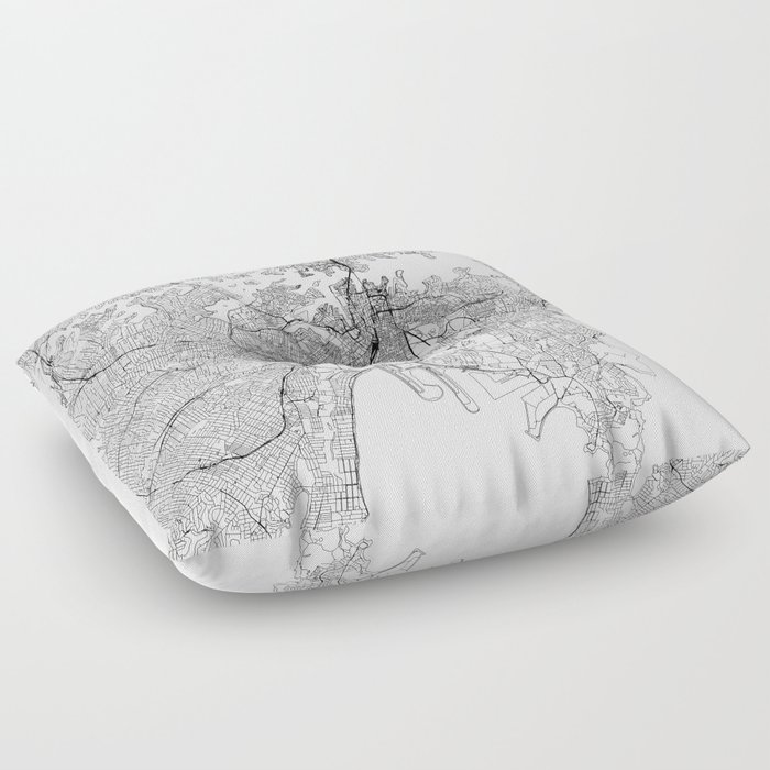 Sydney White Map Floor Pillow