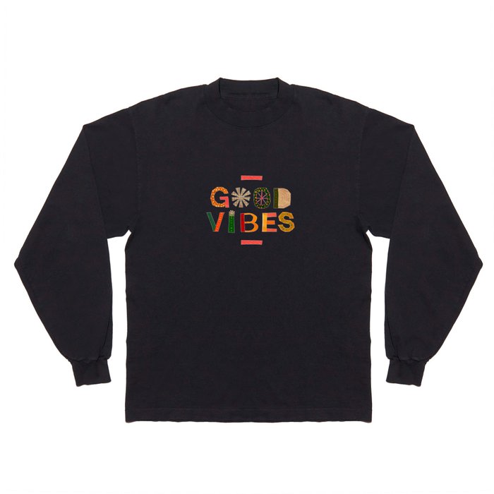 Good Vibration paper collage. Summer gifts. Long Sleeve T Shirt