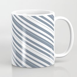 [ Thumbnail: White & Slate Gray Colored Lined/Striped Pattern Coffee Mug ]