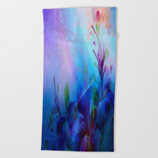 Sunset Painterly Floral Beach Towel