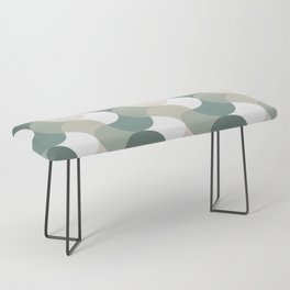 Retro Geometric Pattern 4 Turquoise, Teal, Beige and White Bench