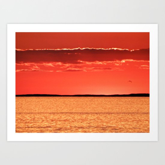 Orange Sky and Sea Art Print