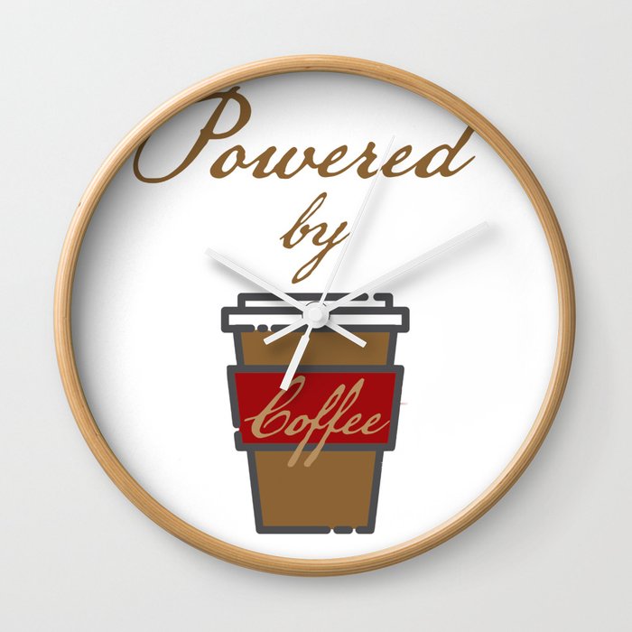Caffeine Powered by Coffee funny coworker gift for office Wall Clock