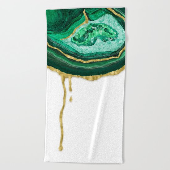 Green Dripping Agate Beach Towel