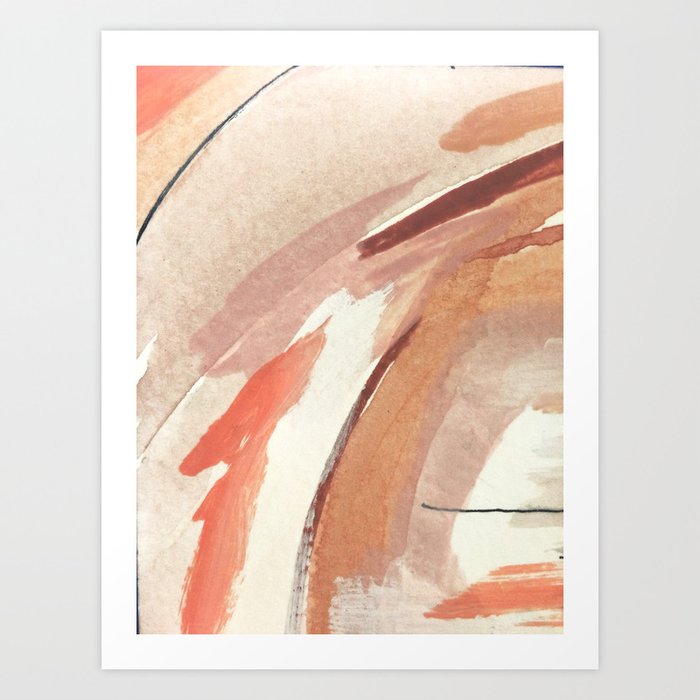 Aly: minimal | pinks | white | black | mixed media | abstract | ink | watercolor | wall art Art Print