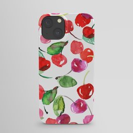 Watercolor Cherry Toss iPhone Case