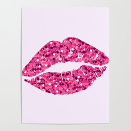 Glitter Pink Lips Print Poster