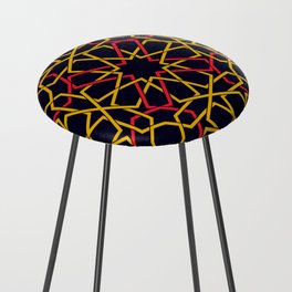 Red & Yellow Color Arab Square Pattern Counter Stool