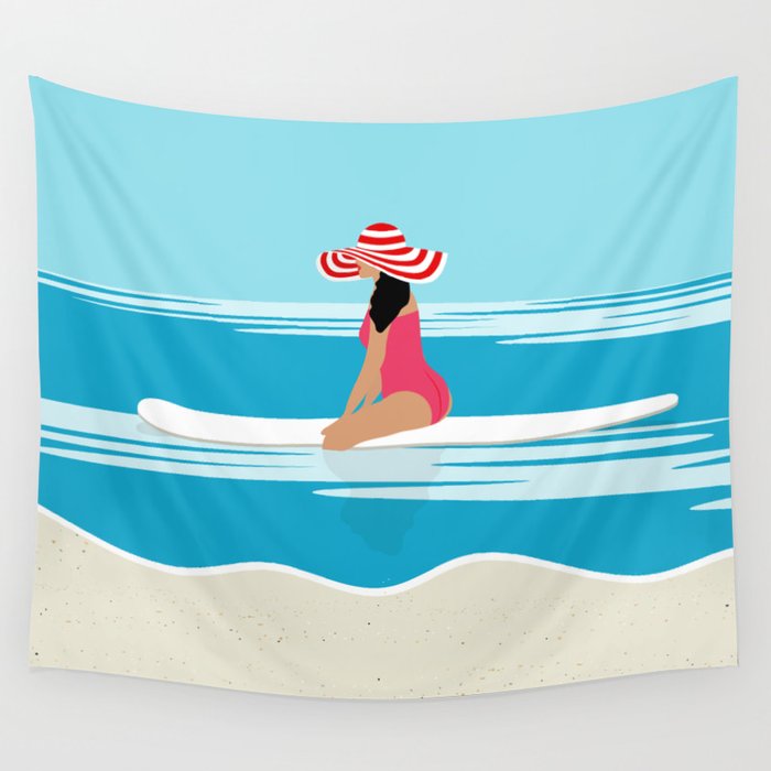 Solo surfing woman Wall Tapestry