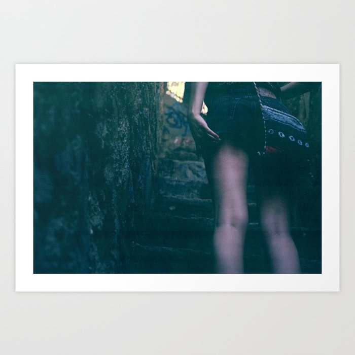 walking up the stairs. Art Print