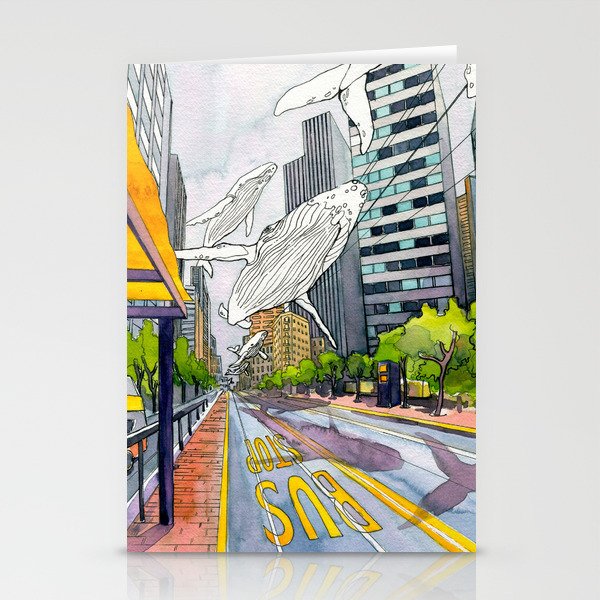 City Whales Stationery Cards