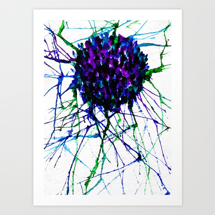 Brain Synapse Watercolor Painting Art Print By Throughcrystalseyes