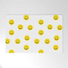 Smiley faces white yellow happy simple smiley pattern smile face kids nursery boys girls decor Welcome Mat